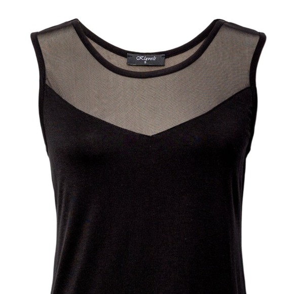 Women's Black Mesh Top Size XL Round Neck Sleeveless NWT - Picture 2 of 4